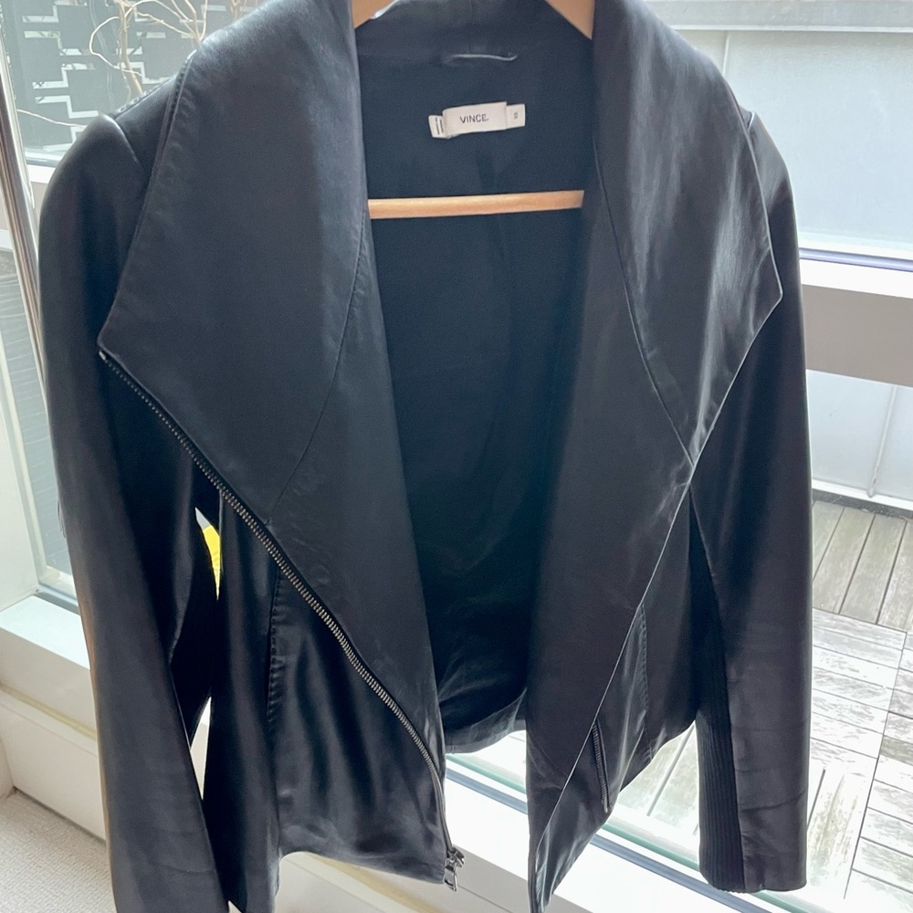 Vince Vintage Leather Scuba Jacket